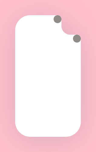 An element with white background highlighting the small circles of the cutout with grey background